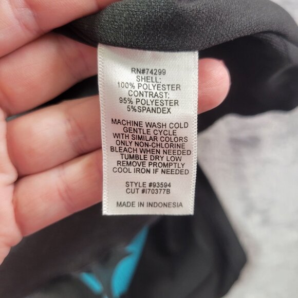 En Focus Women Teal Black Sleeveless Shift Dress 14W Plus Size Abstract Floral - Picture 8 of 9